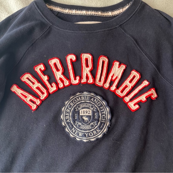 Vintage y2k Navy Abercrombie Spellout Preppy Sweater - Picture 4 of 5